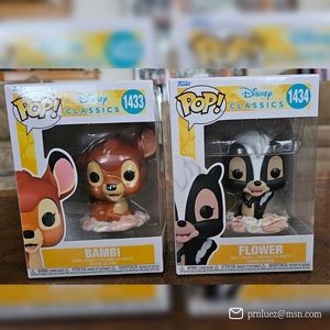 Funko Pop Disney Classics Bambi & Flower, Lot of 2